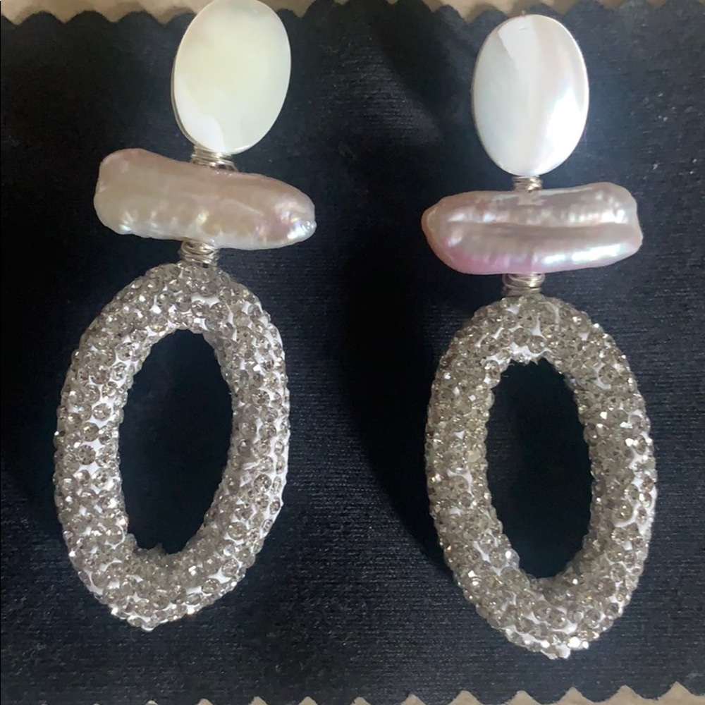Pearl and rhinestone earrings